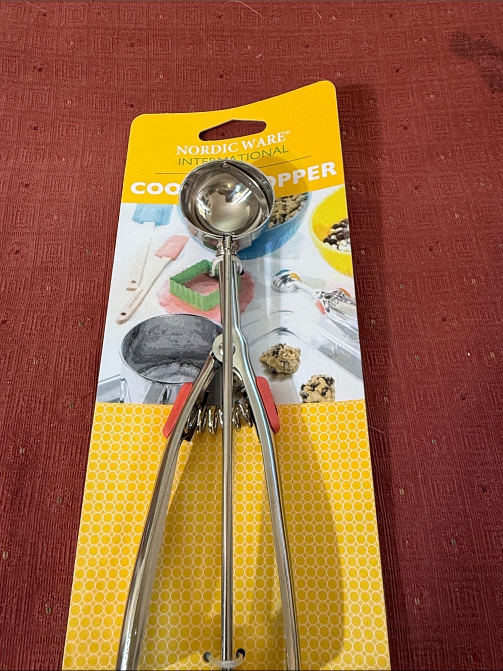 Nordic Ware Stainless Steel Cookie Scoop with Red Accents